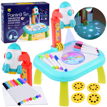 Kids Spaceship Pattern Painting Projection Table - Green